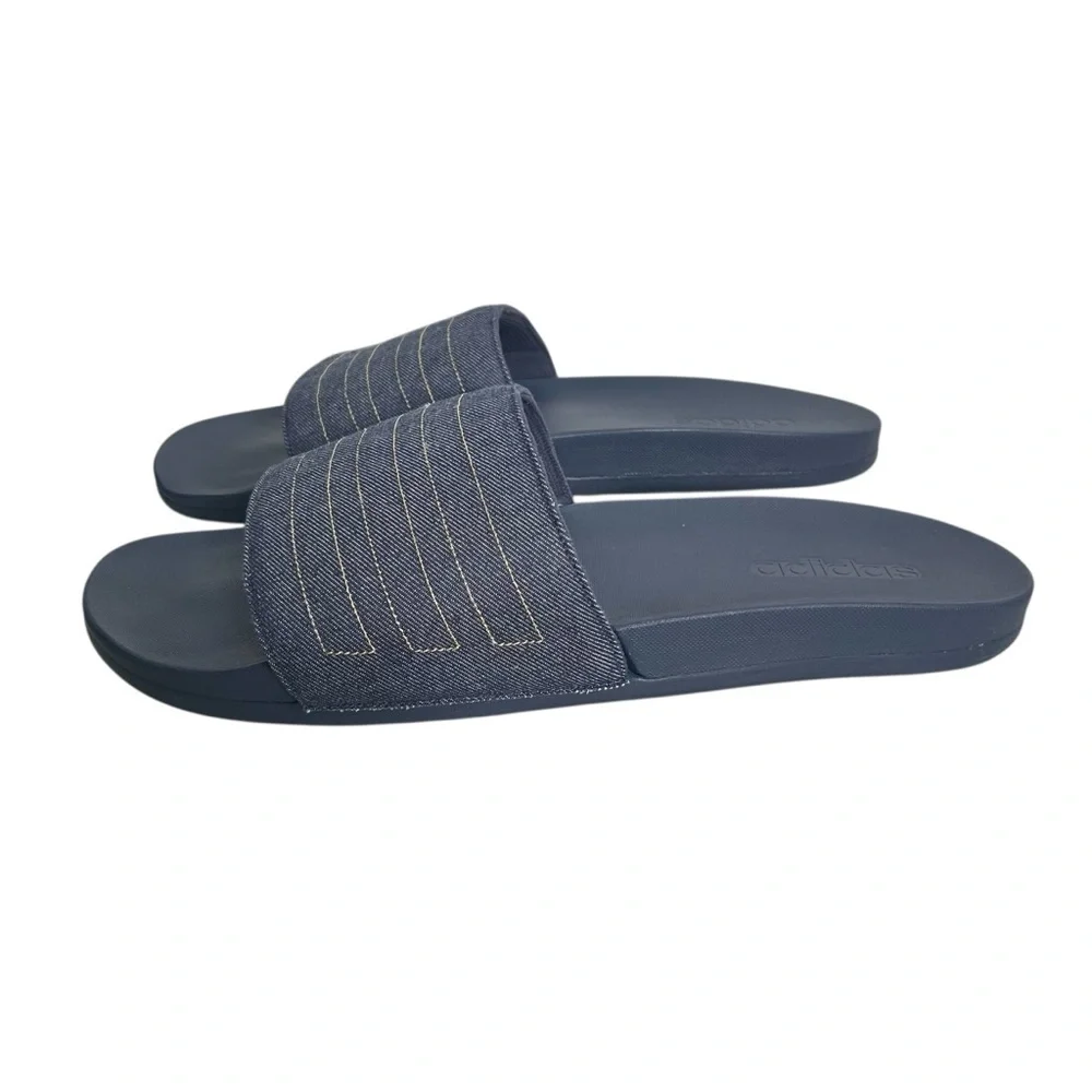 Adidas Adilette Comfort Slide Sandal Denim Navy Blue Men's Size 18